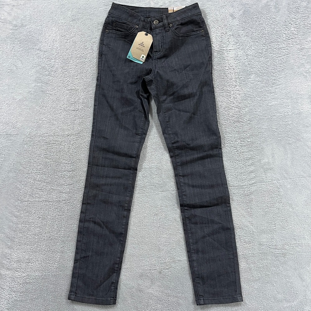 Prana Kayla High Rise Skinny Jeans Women 00 Tall 34" inseam Charcoal Gray Denim